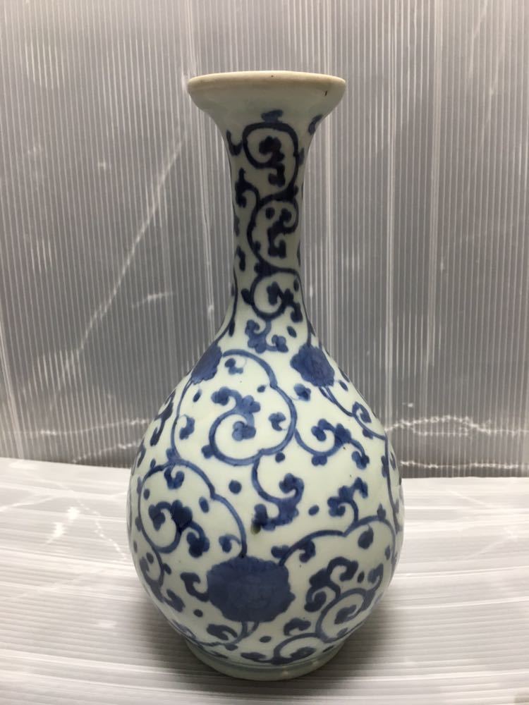 徳利 江戸期古伊万里染付花唐草紋 トックリ 酒器花瓶 青華