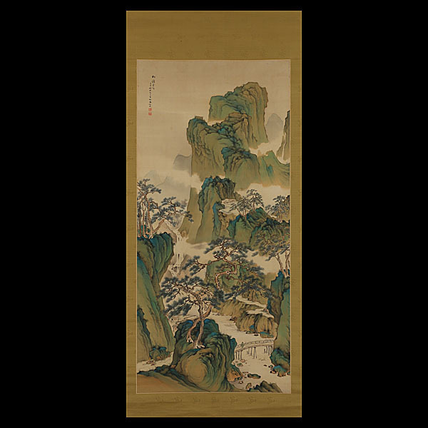 24 真作 大名品 水田竹圃 松溪覓句 青緑山水図 大幅 共箱 二重箱 掛軸/南画家 大阪生 田近竹邨 山田介堂らと日本南画院設立 1000円 ...