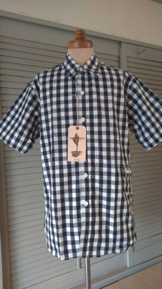超激得，お買い得 SASSAFRAS/ササフラス G.D.U Shirts 1/2 ジーディーユー半袖チェックシャツ サイズ:L col:WHITE&times;NAVY material:RIPSTOP COTTON100％(Lサイズ)｜売買されたオークション情報、yahooの商品情報をアーカイブ公開 半袖シャツ一般