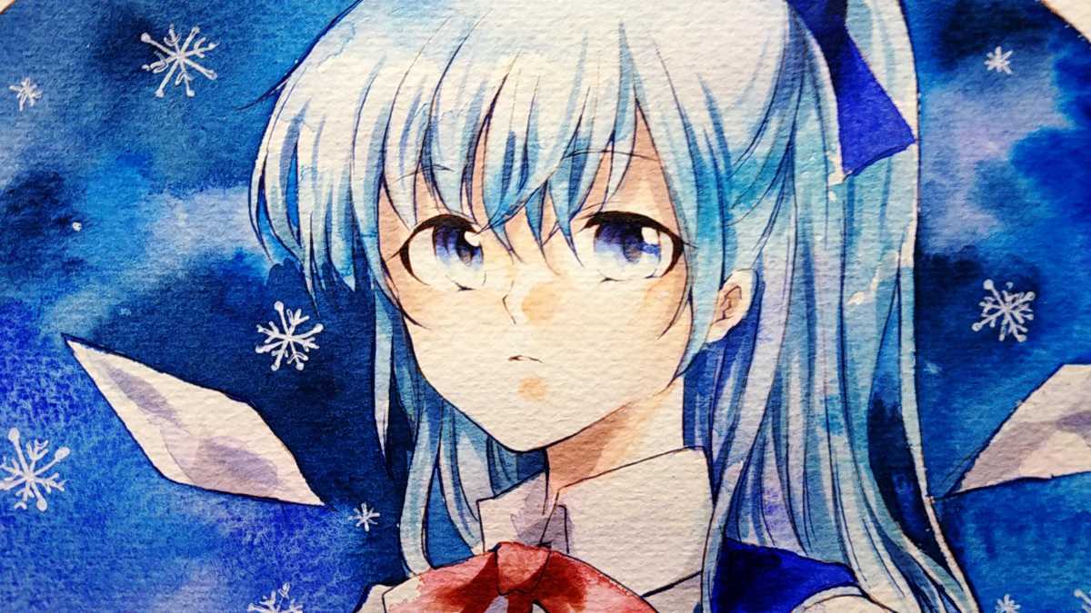 同人手描き東方イラスト「チルノ 大人」A4 水彩 ラフ画付き(手描き 同人手描き東方イラスト「チルノ 大人」A4 水彩 ラフ画付き(手描き