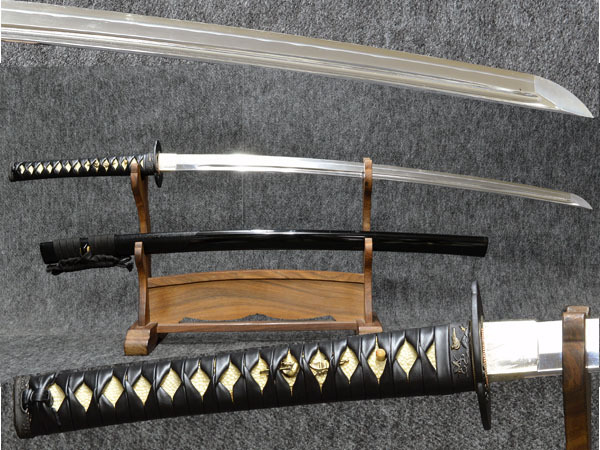 元重8mm 豪壮 同田貫 本格高級 居合刀 表黒牛本革（天然牛皮）白本 