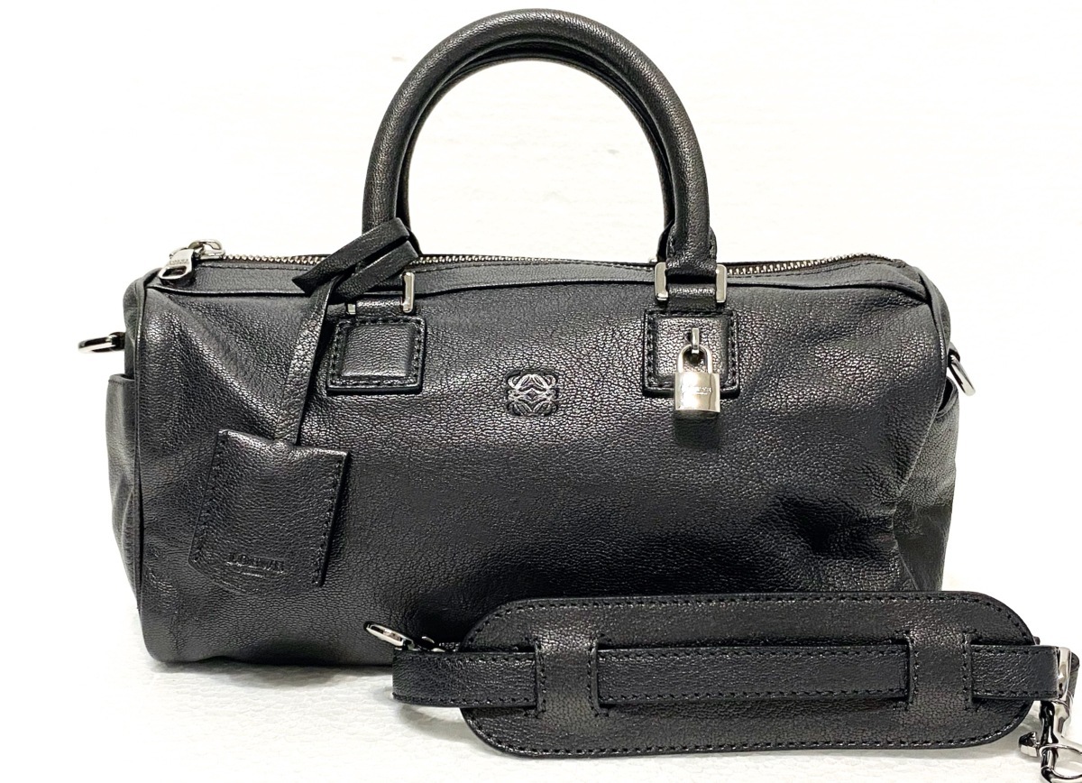 極美品 LOEWE ロエベ アメ アナグラム エンボスロゴ2WAY ミニボストン 