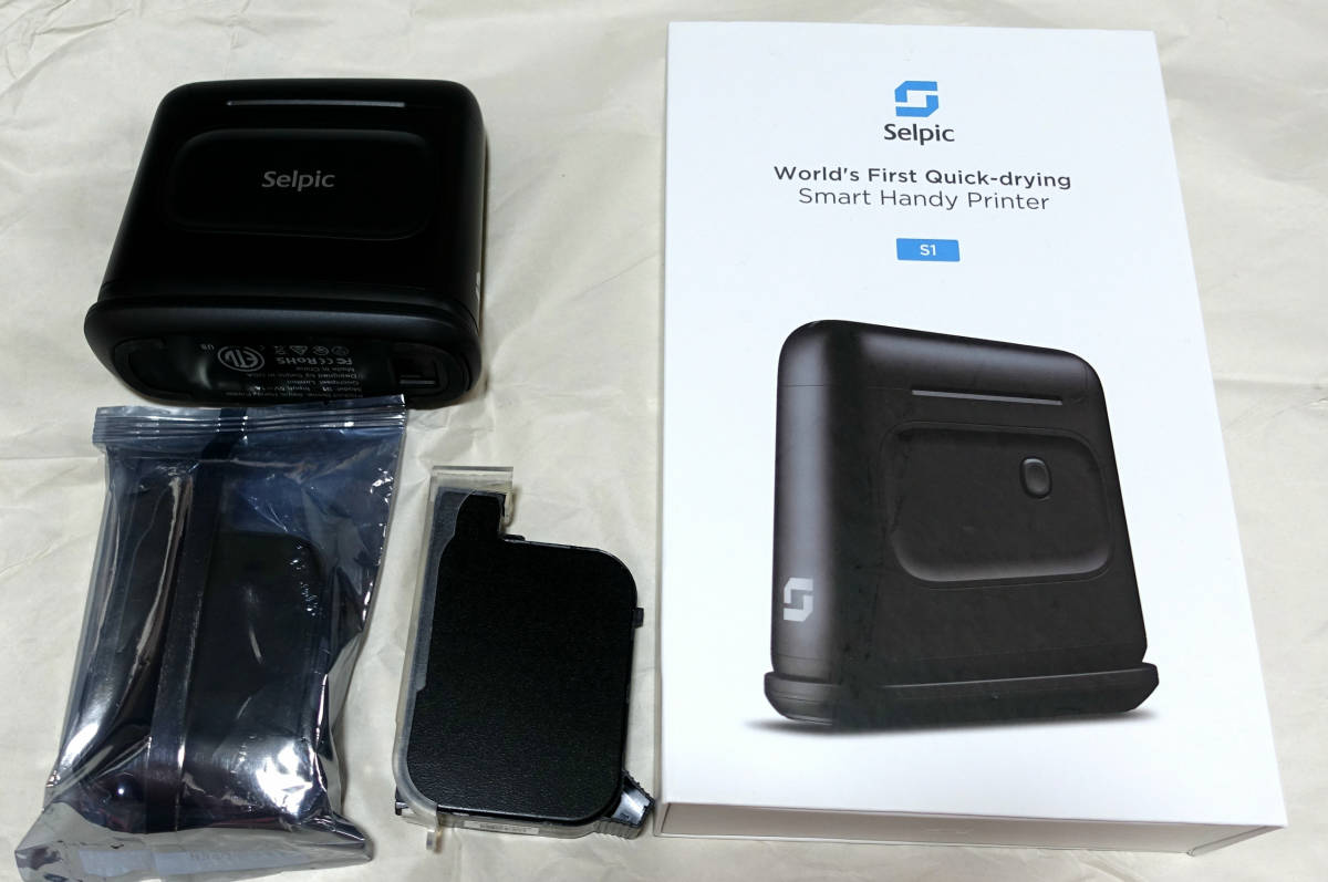 中古美品 Selpic S1ハンディプリンター 純正インク/2色（黒.青