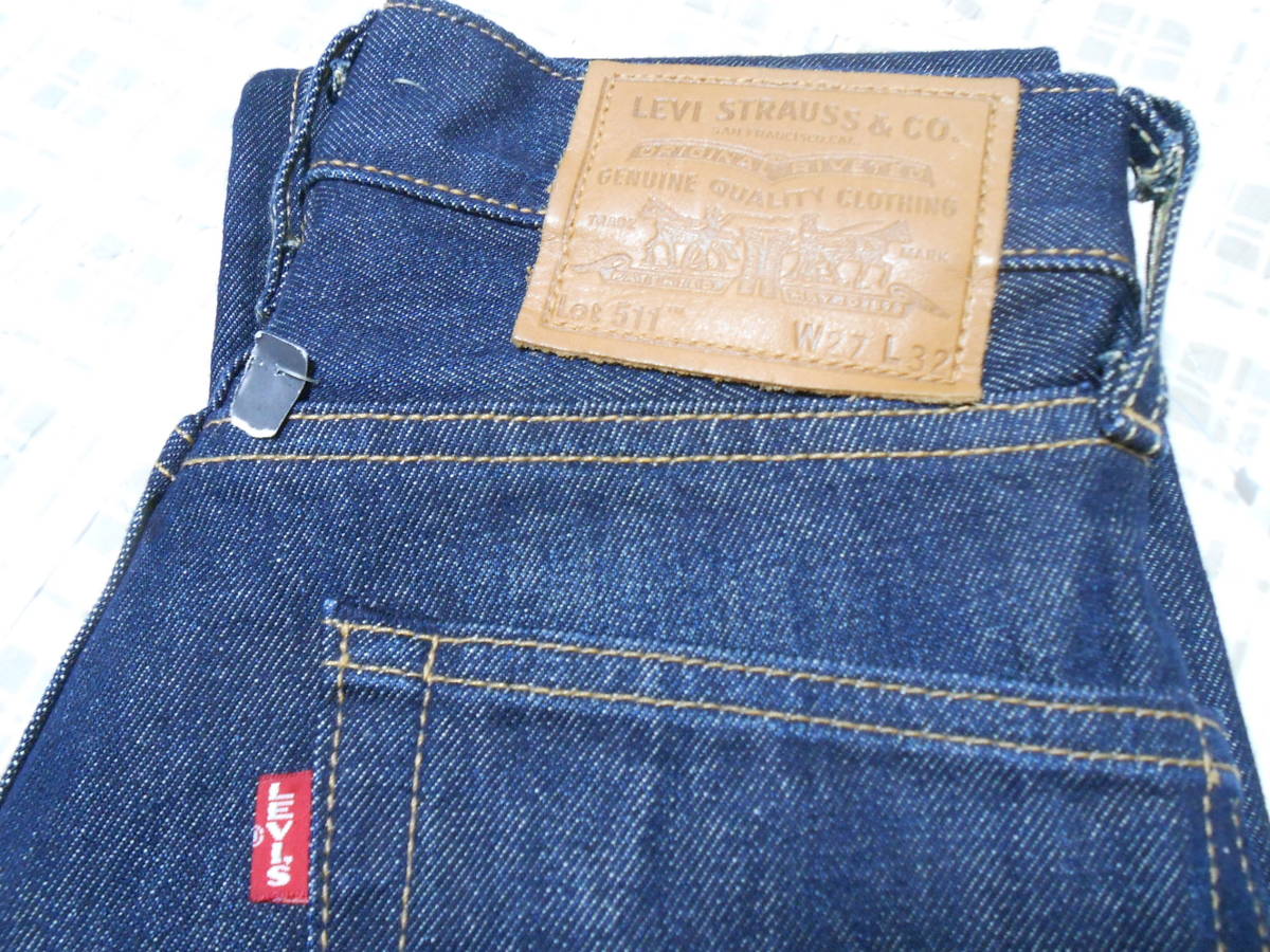 新品！米国製！リーバイス プレミアム511 SLIM W27 ビックE 赤ミミ