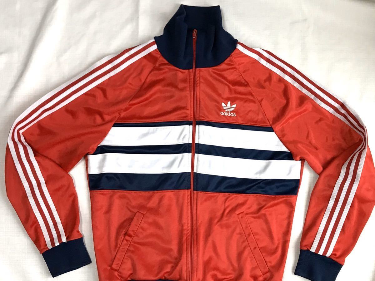 80sビンテージ adidas USA製 赤 紺 白 トレフォイル ロゴ ジャージ 