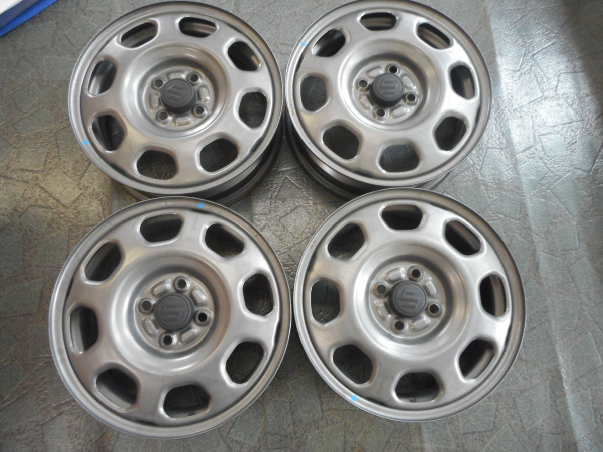 【スズキ】ハスラー[純正]スチールホイール/ガンメタ☆4.5J×15インチ　+45　PCD100-4穴☆4本[中古1505]ワゴンR、スペーシアなどにも！