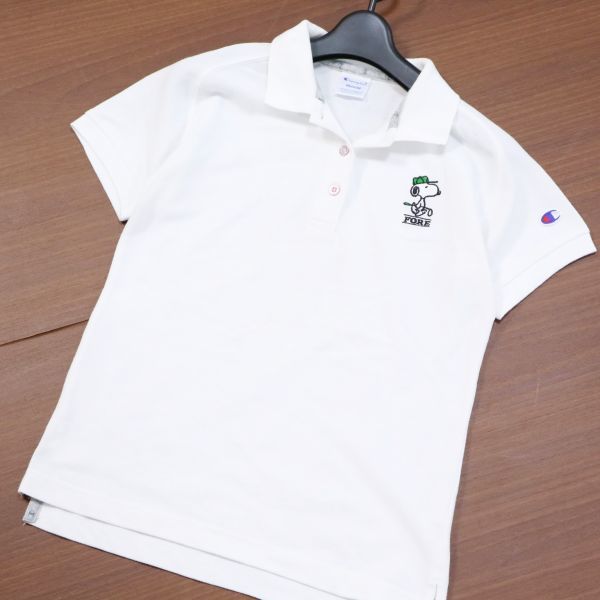 定番人気，爆買い BEAMS GOLF &times; CHAMPION &times; PEANUTS ビームス ゴルフ チャンピオン スヌーピー刺繍 半袖 鹿の子 ポロシャツ Sz.M レディース 白 w65tb42(その他)｜売買されたオークション情報、yahooの商品情報をア シャツ