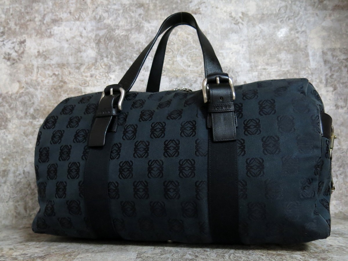 □美品□LOEWE ロエベ□メンズ□アナグラム□キャンバス カーフ レザー 