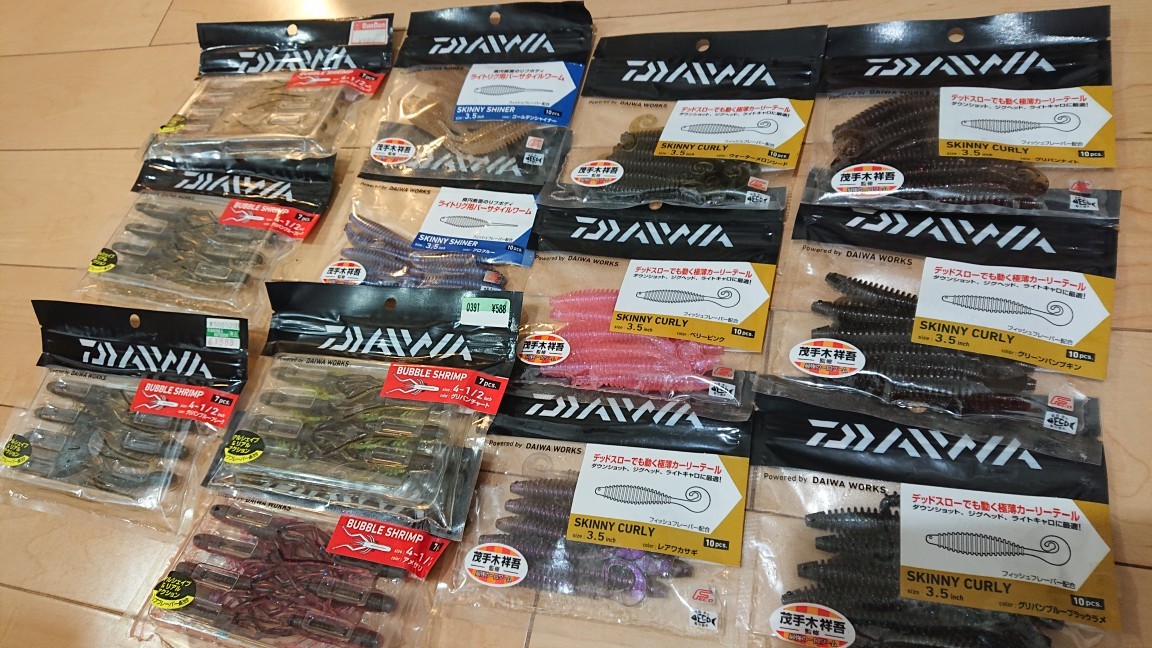 セール，人気SALE ダイワ DAIWA ワーム３種類 バブルシュリンプ スキニーカーリー スキニーシャイナー １３パック(カーリーテール)｜売買されたオークション情報、yahooの商品情報をアーカイブ公開 - オークフ カーリーテール