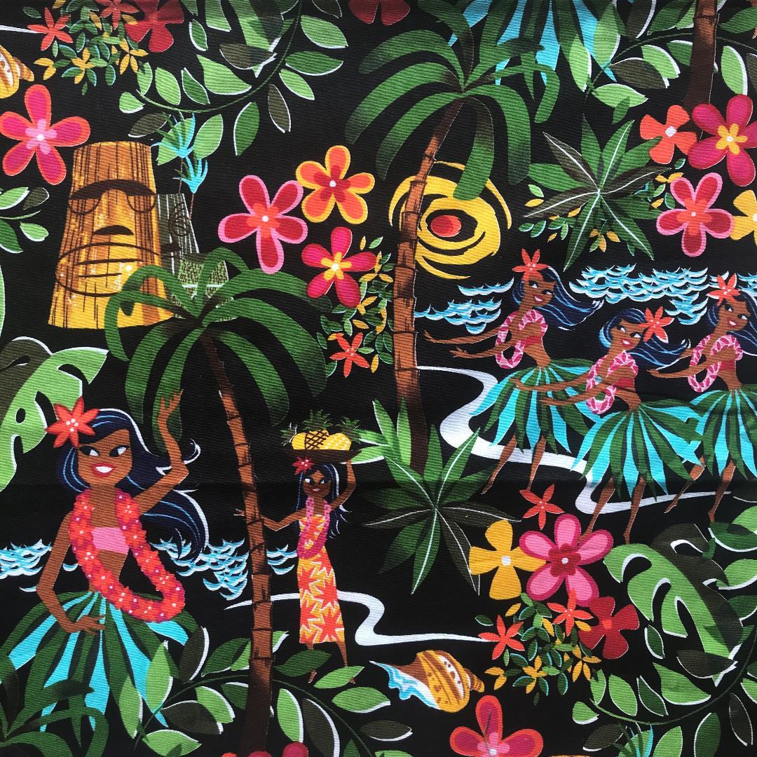 1m アレキサンダーヘンリー フラガール黒 ハワイ限定レスポ パウスカート フラダンス 生地 プリント生地 売買されたオークション情報 Yahooの商品情報をアーカイブ公開 オークファン Aucfan Com