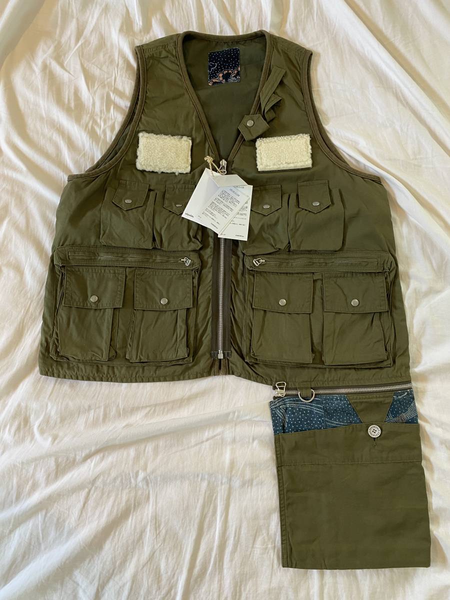 visvim ICT indigo camping trailer PILAR FISHERMAN VEST color OLIVE