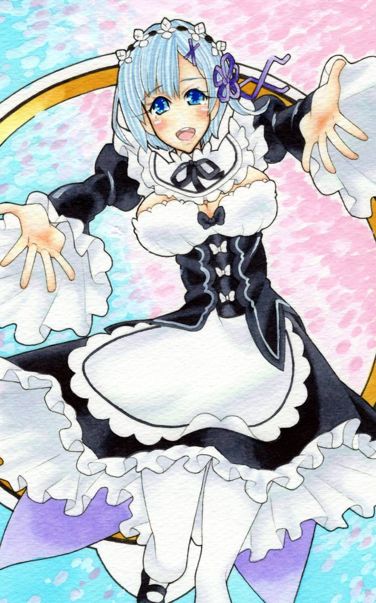 同人 手描きイラスト size リゼロ レム 桜 春 嫁 巨乳 可愛い 美少女 手描きイラスト 売買されたオークション情報 Yahooの商品情報をアーカイブ公開 オークファン Aucfan Com