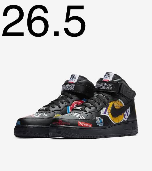 Nike Air Force 1 Supreme 箱付き　ブラック　28.5cm 美品 Nike Air Force 1 Mid Black Supreme NBA 26.5