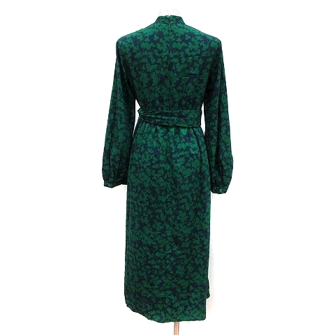 スライ Sly ワンピース ロング ハイネック 総柄 長袖 1 緑 グリーン 紺 ネイビー Mn レディース ワンピース 売買されたオークション情報 Yahooの商品情報をアーカイブ公開 オークファン Aucfan Com