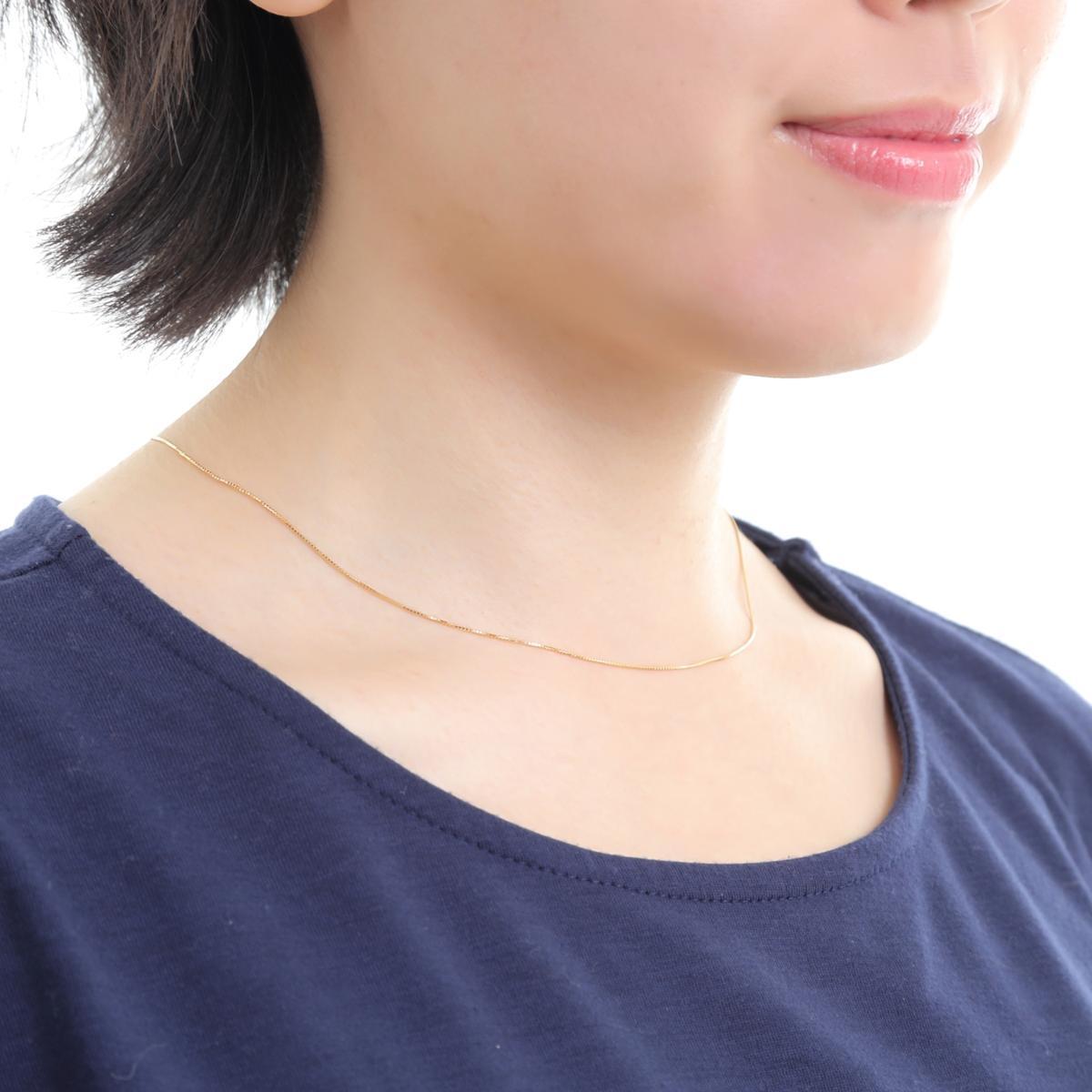 K18 18金 ベネチアンチェーン ネックレス 0.7mm幅 全長50cm ピンスライド_5