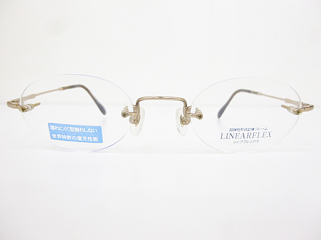 ∞【デッドストック】LINEARFLEX リニアフレックス 眼鏡 メガネフレーム LX1008 48[]23-140 メタル ツーポイント グレー 日本製 □H8