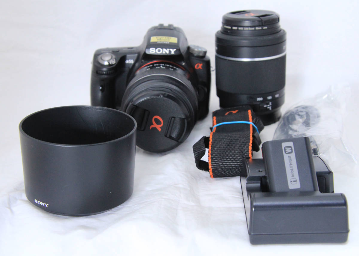初心者向け☆ソニー SONY α55 Wダブルズームレンズキット 正常作動品