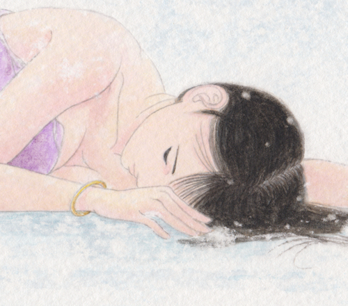水彩画 手描きイラスト クリスマスローズ 肉筆原画 美人画 原画