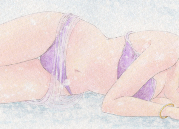水彩画 手描きイラスト クリスマスローズ 肉筆原画 美人画 原画