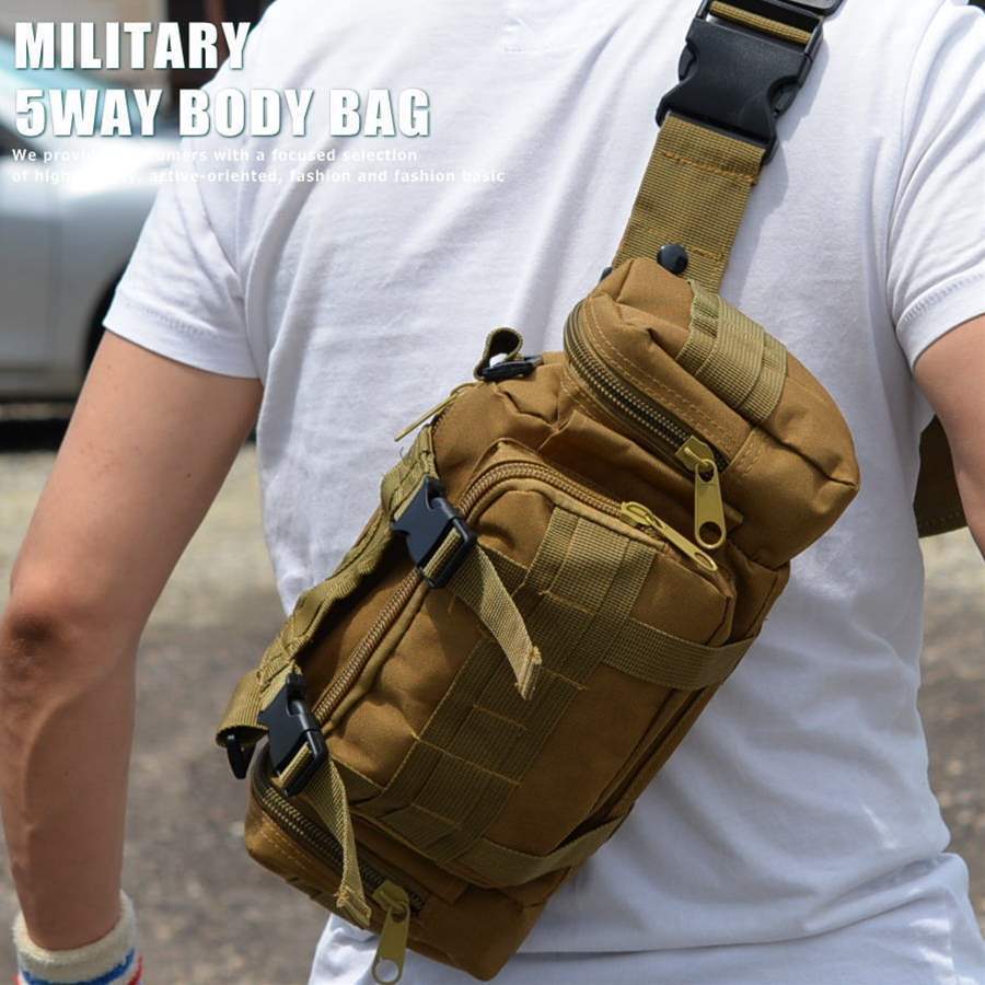 5way ボディバッグ ショルダー バッグ メンズ Military 多機能 荒野行動 Pubg サバゲー 7999489 カーキ 1円 スタート ボディバッグ 売買されたオークション情報 Yahooの商品情報をアーカイブ公開 オークファン Aucfan Com