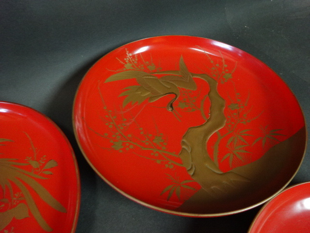 輪島塗　盃台 CE36 輪島塗 山水金蒔絵朱塗三ツ盃蔦蔓蒔絵黒塗盃台 木 2026年最新