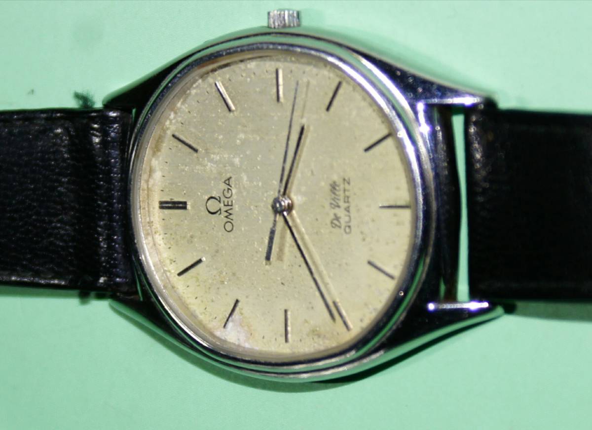 ジャンク 腕時計 OMEGA De-Ville QUARTZ Cal.1336 ゴールド盤 純正