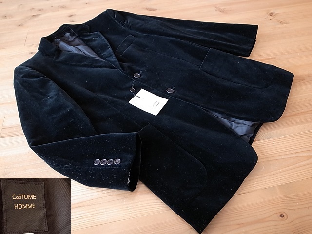 新品，安い デッドストック品 イタリア製 COSTUME HOMME コスチュームオム 黒 ベロア ジャケット ブレザー 伊46 XS相当(XSサイズ以下)｜売買されたオークション情報、yahooの商品情報をアーカイブ公開 - オー XSサイズ以下