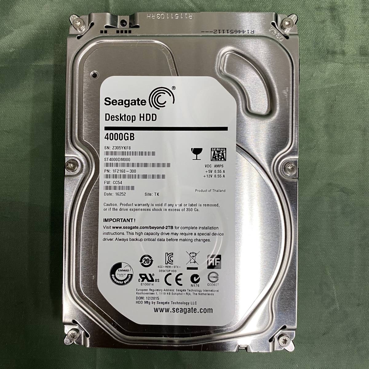 送料込 正常 Seagate 4TB ST4000DM000 動作確認 初期化済み 25953時間