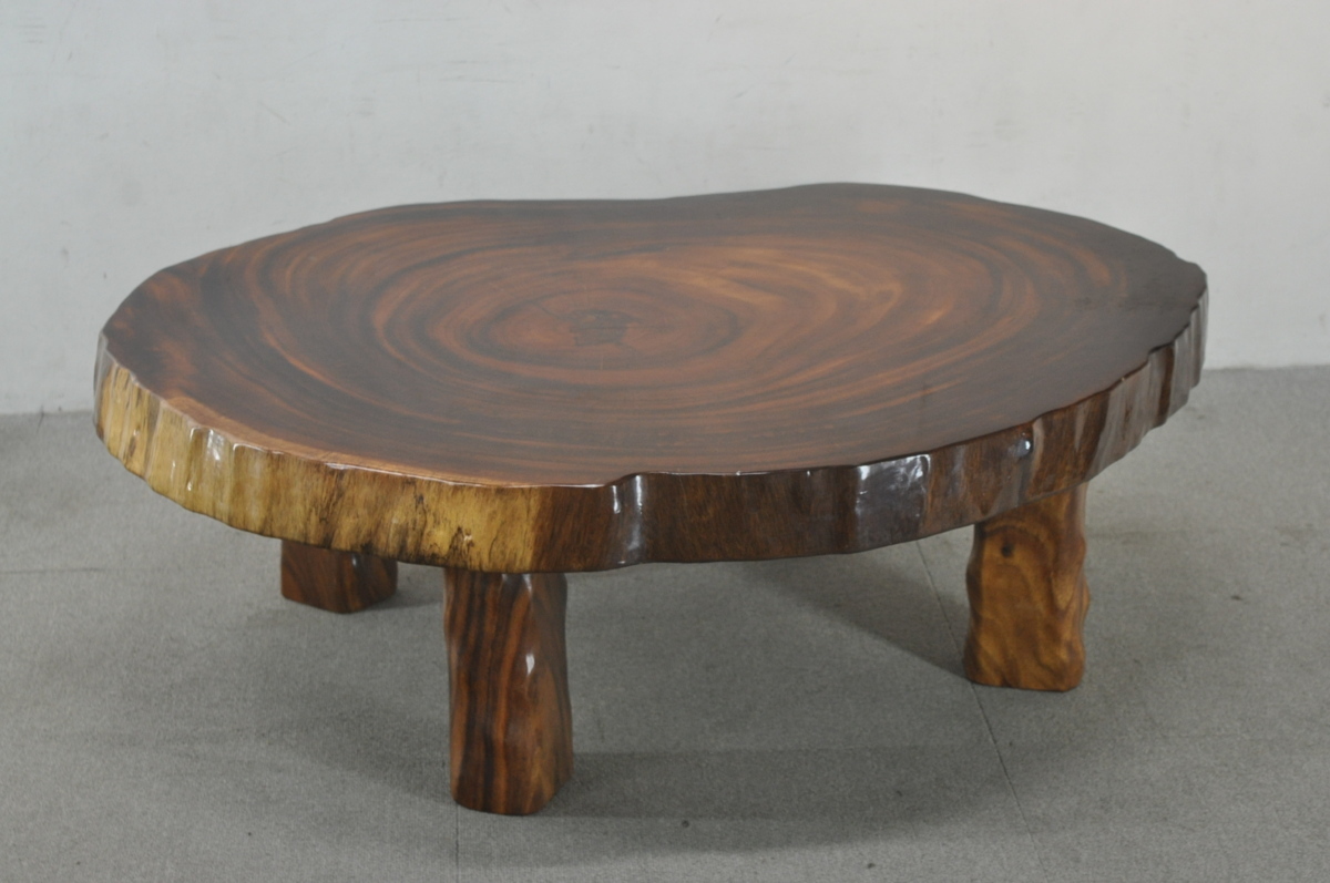 激安大特価，限定セール 天然木 無垢 一枚板輪切り モンキーポッド 座卓 109cm&times;89cm 厚さ8cm 脚取り外し可能 神奈川発 6-C196/1/C1(座卓、ちゃぶ台)｜売買されたオークション情報、yahooの商品情報をアーカイブ公開 - オ 座卓、ちゃぶ台