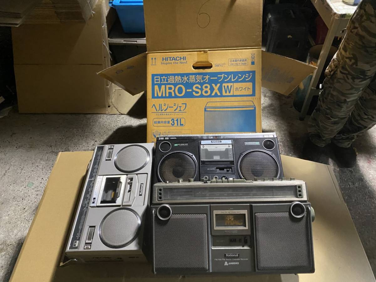 ⑥ラジカセ まとめて 3台 FM MW 昭和レトロ National HITACHI 