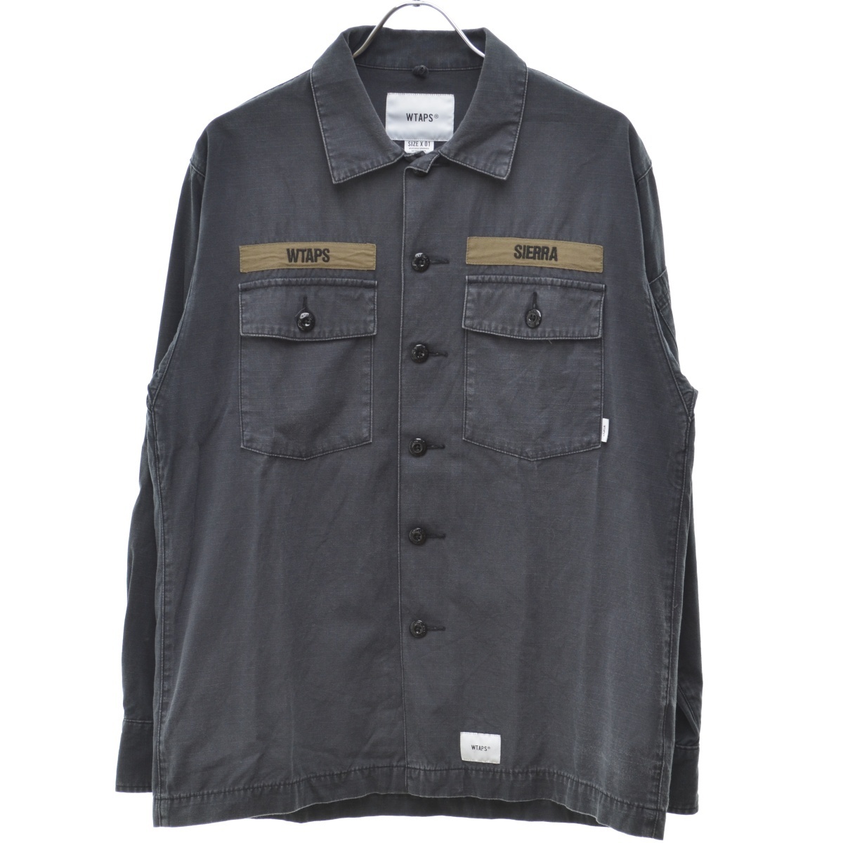 【1/S】WTAPS 19AW BUDS LS / SHIRT COTTON RIPSTOP 長袖シャツ ダブルタップス バッズ シャツ コットン リップストップ black ミリタリー