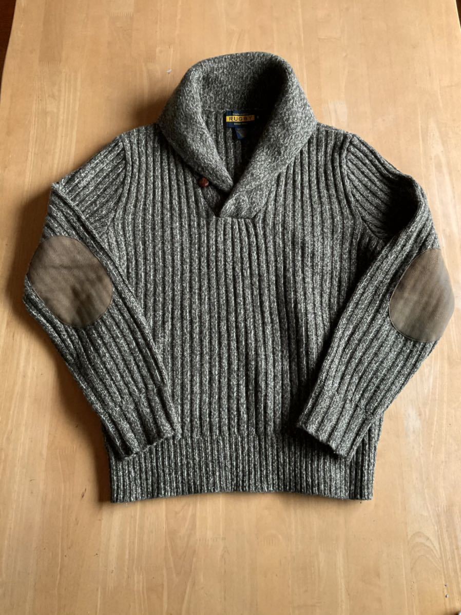 ショールカラー RUGBY ラルフローレン ラグビー LAUREN エルボーパッチ 
