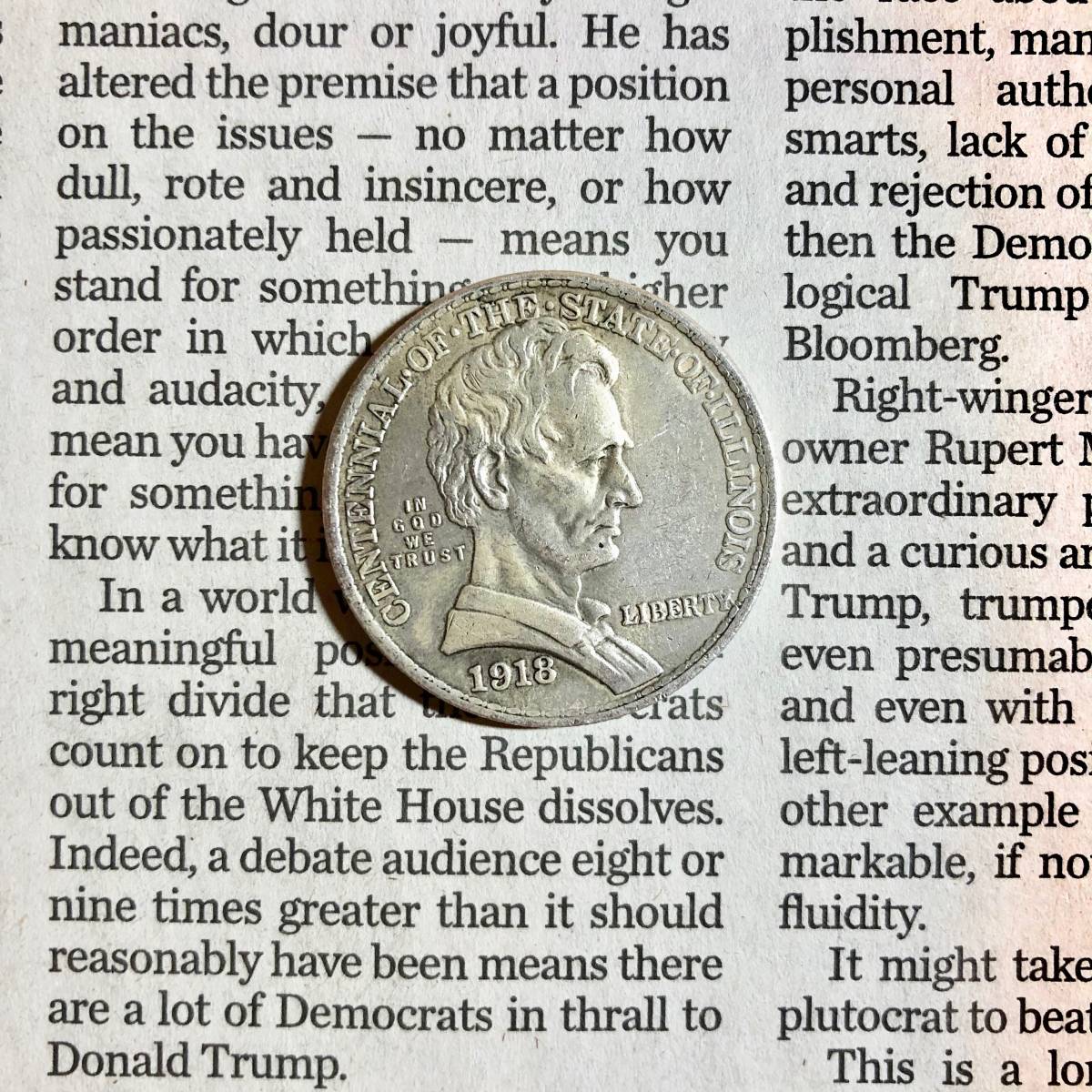 アメリカ ハーフダラー 1918年 イリノイ州100周年記念銀貨 W5 銀貨 50