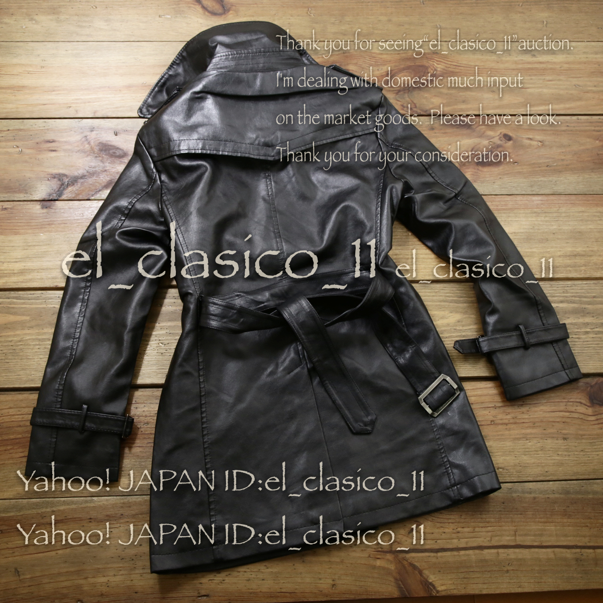 B S メンズ Puレザー トレンチコート 黒 L 秋冬 コート ジャケット アウター 紳士 光沢 バックル ベルト付 ゆうパック 同梱可 Lサイズ 売買されたオークション情報 Yahooの商品情報をアーカイブ公開 オークファン Aucfan Com