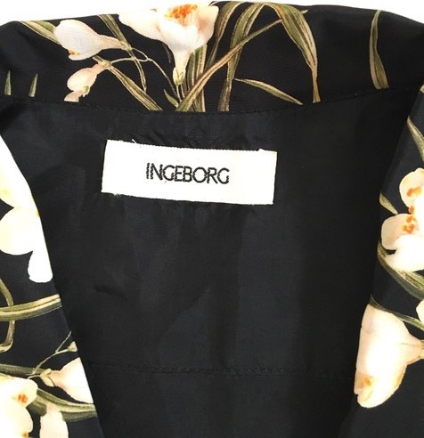 INGEBORG インゲボルグ 花柄ワンピース ロングワンピース ブラック L位