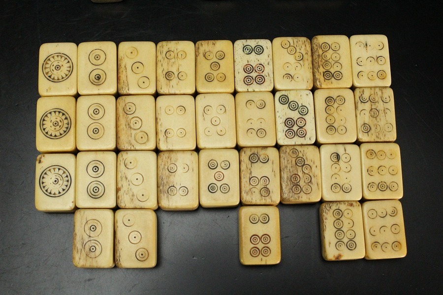 金閣】中国美術 麻雀牌 背竹骨牌 天板 高級 葡萄木 箱入 古玩 旧家蔵出