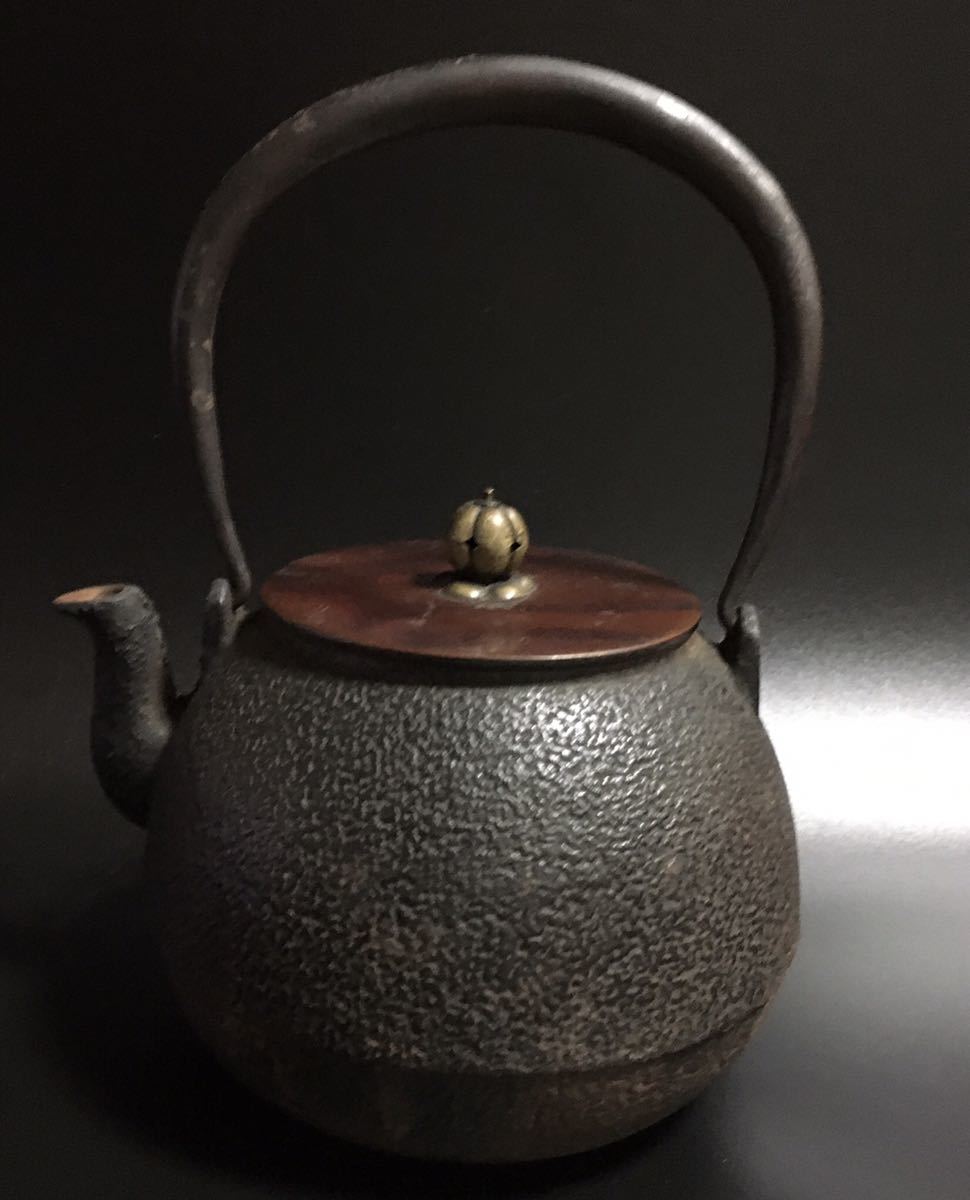 氷】初だし 龍文堂造 木瓜型 銀象嵌 鉄瓶 鉄壷 煎茶道具 AJ642