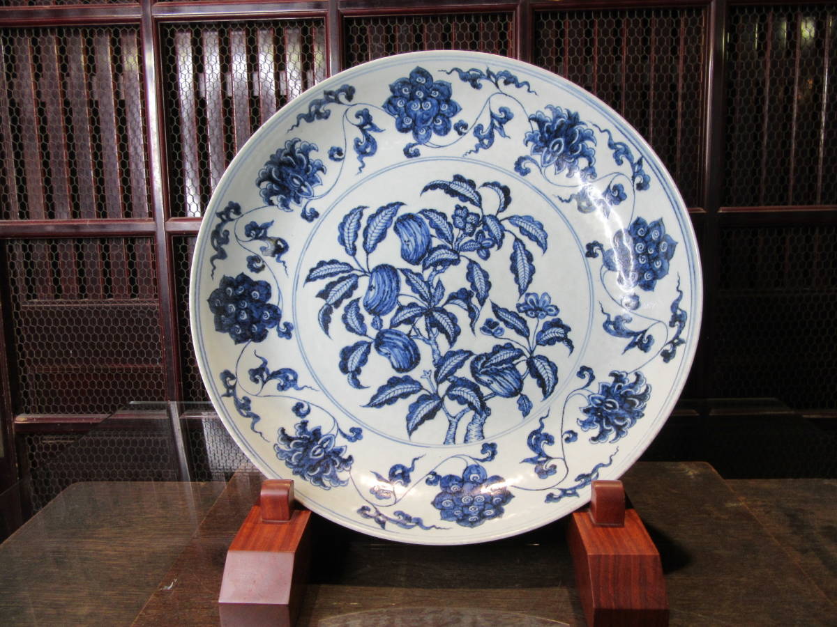 GE】Z74【コレクター所蔵品】時代 染付花図水指/中国古玩 中国美術
