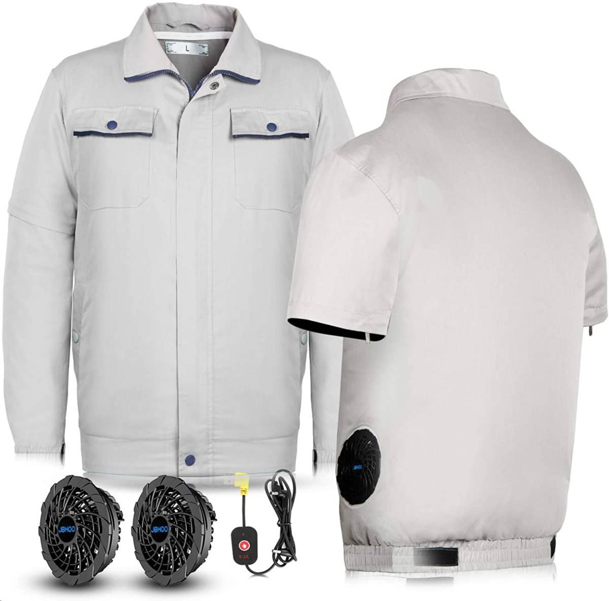 【新作，品質保証】 1円2020進化版 新発売 空調服 扇風機 ファン 夏用 作業服 半袖 ウエア 高温作業対応 ファン&times;2 バッテリー10000AH付き 長袖 袖は取り外し可(ジャンパー、ブルゾン)｜売買されたオークション ジャンパー、ブルゾン