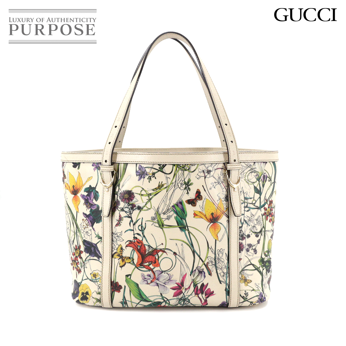 1円□グッチ GUCCI フローラ 花柄 トート バッグ キャンバス レザー