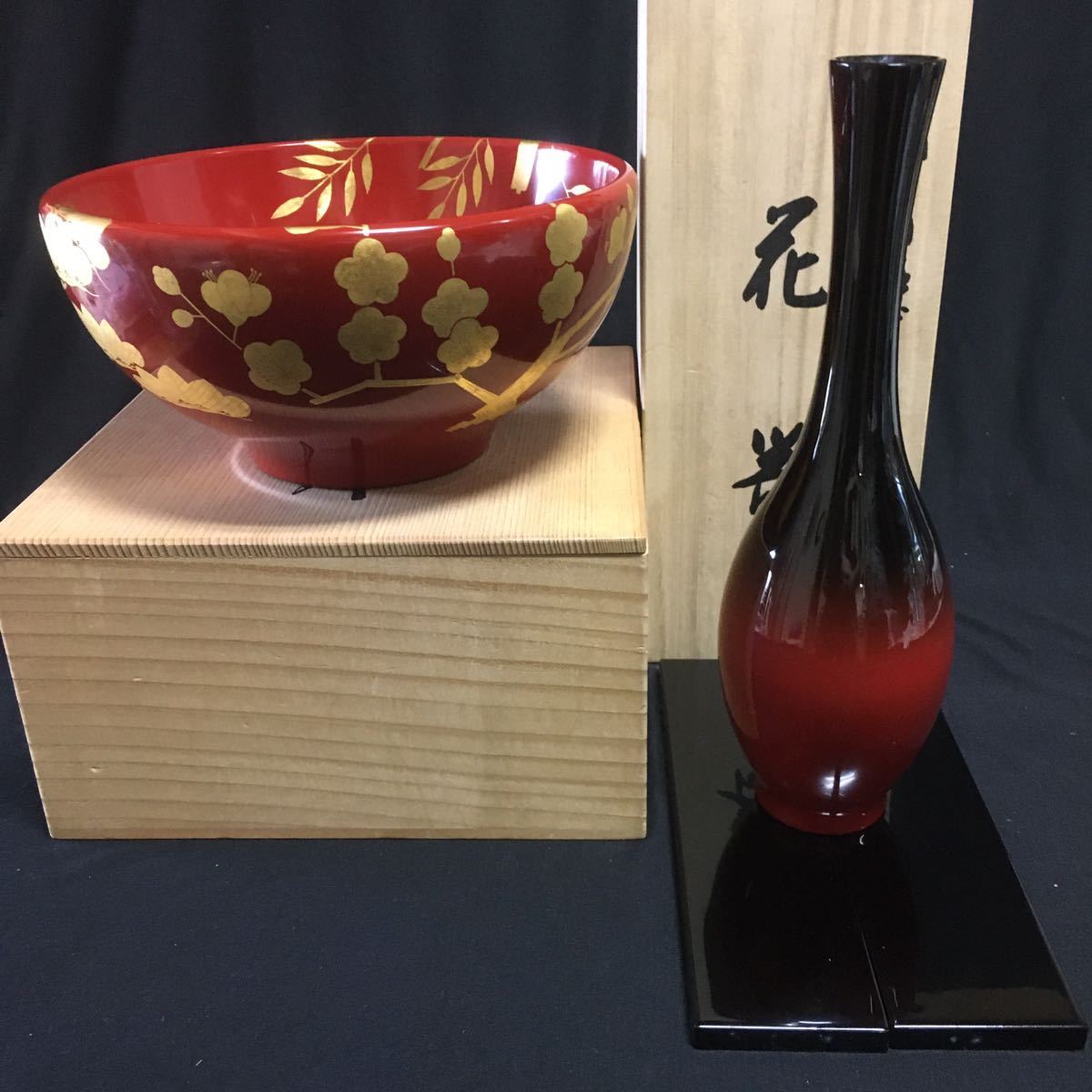 □ 未使用品 塩徳屋漆器店 輪島塗 文箱 椀 4点セット 元