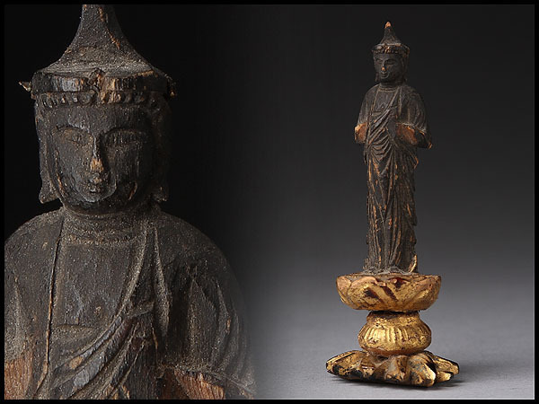木彫 大黒天像 仏像 東洋彫刻 仏教美術 七福神 縁起物 置物 高さ54
