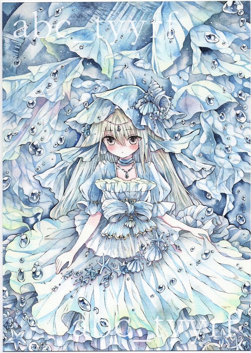 同人手描きイラスト オリジナル「海月」透明水彩 B5サイズ(手描き