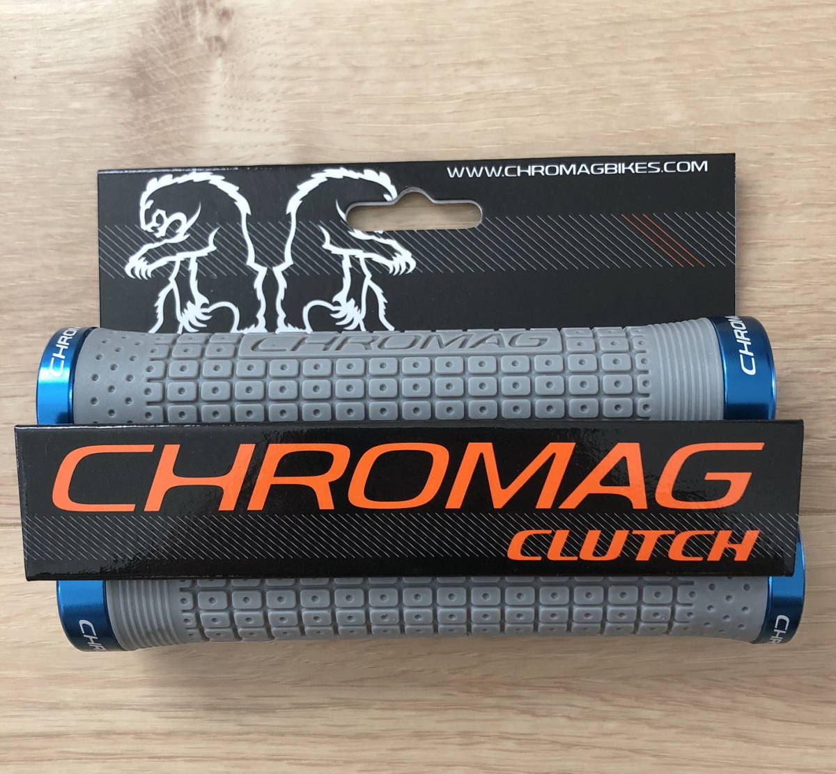 グレー/ブルー クロマグ Clutch ロックオングリップ Chromag ハンドル