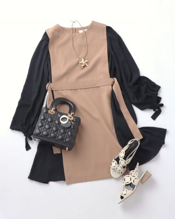 オリジナルセレクト 秋 春にもokやっぱりワンピース ハイブランドスタイル 異素材組み合わせ 人と差のつくお洒落さ Mサイズ 売買されたオークション情報 Yahooの商品情報をアーカイブ公開 オークファン Aucfan Com