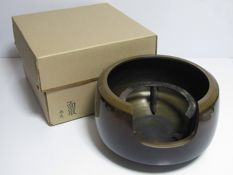 茶道具 風炉（ふろ） 面取風炉 尺一 真黒 唐銅面取風炉電気炭セット YS