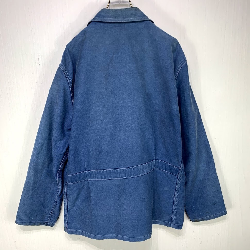 80S モールスキン カバーオール ブルー ヴィンテージ 古着 ユーロ