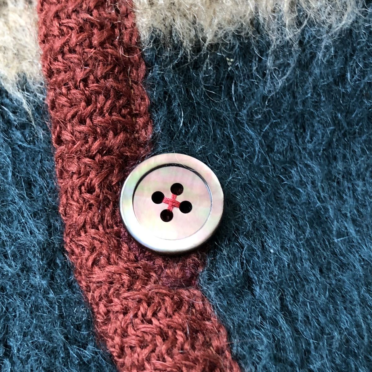 レア色! 60s 70s Tiger-Shag ボーダー モヘア カーディガン M  