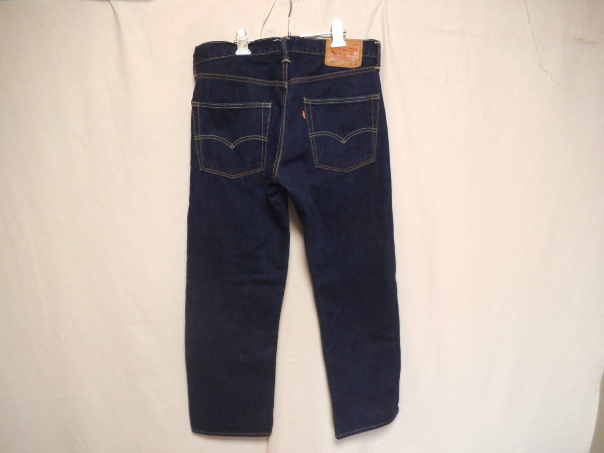 ☆LEVISリーバイス503革パッチデニムジーンズ紺色正規品W32L33☆(W32