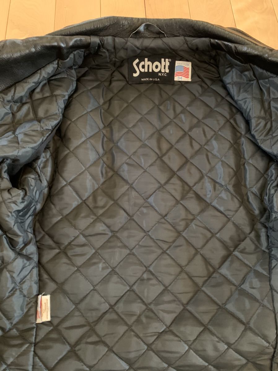 参考定価8万円 USA製 SCHOTT ショット 634 牛革レザー 襟付き シングル